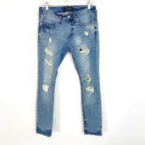 Pacsun Men's Blue Denim Distressed Skinny Jeans Size 28x30